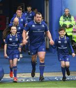 14 April 2018; Matchday mascots 11 year old Edie Farrell, from Goatstown, Dublin, and 10 year old Kevin Howard, from Malahide, Dublin, with captain Jack McGrath at the Guinness PRO14 Round 20 match between Leinster and Benetton Rugby at the RDS Arena in Ballsbridge, Dublin. Photo by Ramsey Cardy/Sportsfile