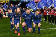 14 April 2018; Matchday mascots 11 year old Edie Farrell, from Goatstown, Dublin, and 10 year old Kevin Howard, from Malahide, Dublin, with captain Jack McGrath at the Guinness PRO14 Round 20 match between Leinster and Benetton Rugby at the RDS Arena in Ballsbridge, Dublin. Photo by Ramsey Cardy/Sportsfile