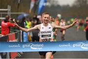 15 April 2018; Oliver Lockley of England on his way to winning the Great Ireland Run and AAI National 10k at the Phoenix Park in Dublin. Photo by David Fitzgerald/Sportsfile