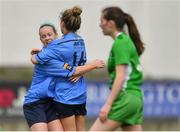 15 April 2018; UCD Waves's Avril Brierly, right, celebrates scoring her side's first goal with team-mate Kerri Letmon during the Continental Tyres Women's National League match between Limerick and UCD Waves at Markets Field in Garryowen, Co Limerick. Photo by Piaras Ó Mídheach/Sportsfile