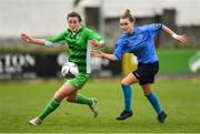 15 April 2018; Carys Johnson of Limerick in action against Chelsea Sneel of UCD Waves during the Continental Tyres Women's National League match between Limerick and UCD Waves at Markets Field in Garryowen, Co Limerick. Photo by Piaras Ó Mídheach/Sportsfile