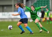 15 April 2018; Chloe Mustaki of UCD Waves in action against Carys Johnson of Limerick during the Continental Tyres Women's National League match between Limerick and UCD Waves at Markets Field in Garryowen, Co Limerick. Photo by Piaras Ó Mídheach/Sportsfile