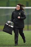 15 April 2018; Donegal Women's League manager Brid McGinty during the FAI Women's U18 Inter-League Cup Final match between Donegal Women's League and Metropolitan Girls League at Monaghan United in Gortakeegan, Co. Monaghan. Photo by Philip Fitzpatrick/Sportsfile