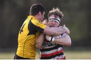 15 April 2018; John Daly of Enniscorthy is tackled by Casey Dunne of Ashbourne during the Bank of Ireland Provincial Towns Cup Semi-Final match between Enniscorthy RFC and Ashbourne RFC at Cill Dara RFC in Kildare. Photo by Ramsey Cardy/Sportsfile