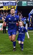 14 April 2018; Matchday mascot 7 year old Eimear Tracey, from Firhouse, Dublin, with Leinster's Jamison Gibson-Park at the Guinness PRO14 Round 20 match between Leinster and Benetton Rugby at the RDS Arena in Ballsbridge, Dublin. Photo by Seb Daly/Sportsfile
