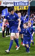 14 April 2018;  Matchday mascot 8 year old Mark McNally, from Donnybrook, Dublin, with Leinster's Ian Nagle at the Guinness PRO14 Round 20 match between Leinster and Benetton Rugby at the RDS Arena in Ballsbridge, Dublin. Photo by Seb Daly/Sportsfile