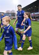 14 April 2018; Matchday mascot 12 year old Katie Mullan, from Dartry, Dublin, with Leinster's Max Deegan at the Guinness PRO14 Round 20 match between Leinster and Benetton Rugby at the RDS Arena in Ballsbridge, Dublin. Photo by Seb Daly/Sportsfile