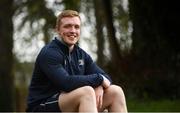 16 April 2018; Dan Leavy poses for a portrait following a Leinster Rugby press conference at Leinster Rugby Headquarters in Dublin. Photo by Ramsey Cardy/Sportsfile