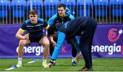 16 April 2018; Garry Ringrose, left, and Jonathan Sexton during Leinster Rugby squad training at Energia Park in Dublin. Photo by Ramsey Cardy/Sportsfile