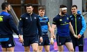 16 April 2018; Leinster players, from left, Robbie Henshaw, Garry Ringrose, Barry Daly and Jonathan Sexton during Leinster Rugby squad training at Energia Park in Dublin. Photo by Ramsey Cardy/Sportsfile