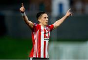 16 April 2018; Aaron McEneff of Derry City celebrates after scoring his side's first goal during the SSE Airtricity League Premier Division match between Derry City and Bohemians at the Brandywell Stadium in Derry. Photo by Oliver McVeigh/Sportsfile