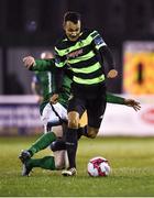 16 April 2018; Graham Burke of Shamrock Rovers in action against Ronan Coughlan of Bray Wanderers during the SSE Airtricity League Premier Division match between Bray Wanderers and Shamrock Rovers at the Carlisle Grounds in Bray, Wicklow. Photo by Piaras Ó Mídheach/Sportsfile