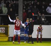 16 April 2018; Gavin Holohan of Waterford receives a red card during the SSE Airtricity League Premier Division match between St Patrick's Athletic and Waterford at Richmond Park in Dublin. Photo by David Fitzgerald/Sportsfile