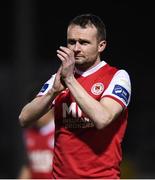 16 April 2018; Conan Byrne of St Patrick's Athletic applauds the supporters following the SSE Airtricity League Premier Division match between St Patrick's Athletic and Waterford at Richmond Park in Dublin. Photo by David Fitzgerald/Sportsfile