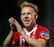 16 April 2018; Nicky Low of Derry City celebrates after scoring his side's third goal during the SSE Airtricity League Premier Division match between Derry City and Bohemians at the Brandywell Stadium in Derry. Photo by Oliver McVeigh/Sportsfile