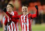 16 April 2018; Rory Hale of Derry City celebrates after the SSE Airtricity League Premier Division match between Derry City and Bohemians at the Brandywell Stadium in Derry. Photo by Oliver McVeigh/Sportsfile