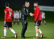 16 April 2018; Derry City manager Kenny Shiels celebrates with Rory Patterson after the SSE Airtricity League Premier Division match between Derry City and Bohemians at the Brandywell Stadium in Derry. Photo by Oliver McVeigh/Sportsfile