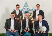 16 April 2018; UCD footballers, from left, Evan O’Carroll from Laois, Jack Barry from Kerry, Conor McCarthy, from Monaghan, Liam Casey from Tipperary and Conor Mullally from Dublin at the Electric Ireland HE GAA Football & Hurling Rising Stars Awards for 2018, in Croke Park. The awards acknowledge outstanding performances in the battle for third level football and hurling Championships and come at the end of what was an epic season of GAA action. Photo by Stephen McCarthy/Sportsfile