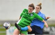 15 April 2018; Carys Johnson of Limerick in action against Chelsee Sneel of UCD Waves during the Continental Tyres Women's National League match between Limerick and UCD Waves at Markets Field in Garryowen, Co Limerick. Photo by Piaras Ó Mídheach/Sportsfile