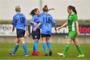 15 April 2018; UCD Waves's Avril Brierly, right, celebrates scoring her side's first goal with team-mate Naima Chemaou during the Continental Tyres Women's National League match between Limerick and UCD Waves at Markets Field in Garryowen, Co Limerick. Photo by Piaras Ó Mídheach/Sportsfile