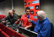 17 April 2018; Billy Holland speaks to Len Dineen of Limerick's Live 95fm during a Munster Rugby press conference at the University of Limerick in Limerick. Photo by Diarmuid Greene/Sportsfile