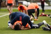 17 April 2018; Keith Earls and Conor Murray wrestle during Munster Rugby squad training at the University of Limerick in Limerick. Photo by Diarmuid Greene/Sportsfile