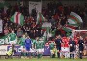 17 April 2018; Both teams make their way out to the pitch prior to the SSE Airtricity League Premier Division match between Cork City and Sligo Rovers at Turner's Cross in Cork. Photo by Eóin Noonan/Sportsfile