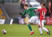 17 April 2018; Kieran Sadlier of Cork City in action against Callum Waters of Sligo Rovers during the SSE Airtricity League Premier Division match between Cork City and Sligo Rovers at Turner's Cross in Cork. Photo by Eóin Noonan/Sportsfile
