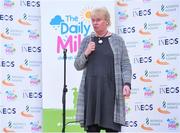 18 April 2018; Elaine Wyllie, founder of The Daily Mile, speaking at the Daily Mile launch at St. Brigid’s National School in Castleknock, Dublin. Photo by Matt Browne/Sportsfile