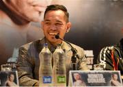 18 April 2018; Nonito Donaire during a press conference at the Europa Hotel in Belfast ahead of the WBO Interim Featherweight World Title fight. Photo by Oliver McVeigh/Sportsfile