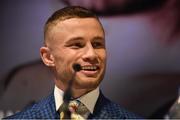 18 April 2018; Carl Frampton during a press conference at the Europa Hotel in Belfast ahead of the WBO Interim Featherweight World Title fight. Photo by Oliver McVeigh/Sportsfile