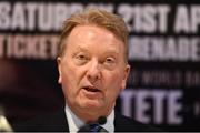 18 April 2018; Promoter Frank Warren during a press conference at the Europa Hotel in Belfast ahead of the Carl Frampton v Nonito Donaire WBO Interim Featherweight World Title fight. Photo by Oliver McVeigh/Sportsfile