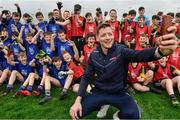 18 April 2018; GAA star Conor McManus was at the Monaghan County Training Grounds in Cloghan today to launch the GAA Super Games Centre in partnership with Sky Sports. The Super Games Centres which are based all over the country, were set up to reduce youth drop out and encourage “play to stay” amongst youth, specifically between the ages of 12 and 17 where youth drop out is most prevalent. Sky Sports is supporting the GAA Super Games Centres by arranging visits with Sky Sports mentors and providing kits and equipment to the estimated 9,000 members countrywide. Pictured is Conor McManus with attendees during the GAA Super Games. Photo by Sam Barnes/Sportsfile