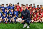 18 April 2018; GAA star Conor McManus was at the Monaghan County Training Grounds in Cloghan today to launch the GAA Super Games Centre in partnership with Sky Sports. The Super Games Centres which are based all over the country, were set up to reduce youth drop out and encourage “play to stay” amongst youth, specifically between the ages of 12 and 17 where youth drop out is most prevalent. Sky Sports is supporting the GAA Super Games Centres by arranging visits with Sky Sports mentors and providing kits and equipment to the estimated 9,000 members countrywide. Pictured is Conor McManus with attendees during the GAA Super Games. Photo by Sam Barnes/Sportsfile