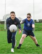 18 April 2018; GAA star Conor McManus was at the Monaghan County Training Grounds in Cloghan today to launch the GAA Super Games Centre in partnership with Sky Sports. The Super Games Centres which are based all over the country, were set up to reduce youth drop out and encourage “play to stay” amongst youth, specifically between the ages of 12 and 17 where youth drop out is most prevalent. Sky Sports is supporting the GAA Super Games Centres by arranging visits with Sky Sports mentors and providing kits and equipment to the estimated 9,000 members countrywide. Pictured is Conor McManus, with Nathan McCaughy, 13, from Our Lady's Secondary School, Castleblaney, Co Monaghan.  Photo by Sam Barnes/Sportsfile