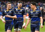 1 April 2018; Leinster players, from left, Nick McCarthy, Max Deegan and Joey Carbery after the European Rugby Champions Cup quarter-final match between Leinster and Saracens at the Aviva Stadium in Dublin. Photo by Brendan Moran/Sportsfile