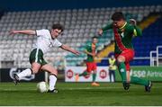 18 April 2018; Alex Dunne of Republic of Ireland in action against Hristiyan Petrov of Bulgaria during the Under-16 International Friendly match between Republic of Ireland and Bulgaria at the Regional Sports Centre in Waterford. Photo by Piaras Ó Mídheach/Sportsfile