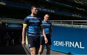 20 April 2018; Robbie Henshaw, left, Jack McGrath during the Leinster Rugby captain's run at the Aviva Stadium in Dublin. Photo by Ramsey Cardy/Sportsfile