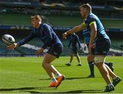 20 April 2018; Garry Ringrose, left, and Jordi Murphy during the Leinster Rugby captain's run at the Aviva Stadium in Dublin. Photo by Ramsey Cardy/Sportsfile