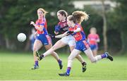 20 April 2018; Lorna O'Reilly of Loreto, Cavan in action against Orla Dunphy of ISK, Killorgin, Kerry during the Lidl All Ireland Post Primary School Junior A Final match between ISK, Killorgin, Kerry and Loreto, Cavan at St. Rynagh's in Banagher, Co. Offaly. Photo by Matt Browne/Sportsfile