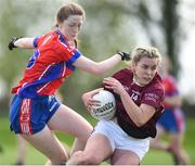 20 April 2018; Aine Reilly of Loreto, Cavan in action against Eimear O'Connor of ISK, Killorgin, Kerry during the Lidl All Ireland Post Primary School Junior A Final match between ISK, Killorgin, Kerry and Loreto, Cavan at St. Rynagh's in Banagher, Co. Offaly. Photo by Matt Browne/Sportsfile