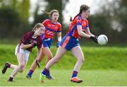 20 April 2018; Eimear O'Connor of ISK, Killorgin, Kerry in action against Aisling Walls of Loreto, Cavan during the Lidl All Ireland Post Primary School Junior A Final match between ISK, Killorgin, Kerry and Loreto, Cavan at St. Rynagh's in Banagher, Co. Offaly. Photo by Matt Browne/Sportsfile