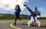 20 April 2018; 2nd class students from Tralee CBS, Milly Lynch, age 9, and Rian Duffy, age 7, in attendance at the The Daily Mile Kerry Launch at St. Brendan’s N.S Blennerville, in Ballyvelly, Tralee, Co Kerry. Photo by Diarmuid Greene/Sportsfile
