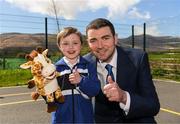20 April 2018; Minister of State for Tourism and Sport, Brendan Griffin TD, along with senior infant student Sean Dowling from Tralee CBS at the The Daily Mile Kerry Launch at St. Brendan’s NS Blennerville, in Ballyvelly, Tralee, Co Kerry. Photo by Diarmuid Greene/Sportsfile