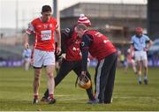 24 March 2018; Paul Schutte of Cuala after picking up an injury during the AIB GAA Hurling All-Ireland Senior Club Championship Final replay match between Cuala and Na Piarsaigh at O'Moore Park in Portlaoise, Laois. Photo by Piaras Ó Mídheach/Sportsfile