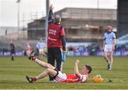 24 March 2018; Paul Schutte of Cuala after picking up an injury during the AIB GAA Hurling All-Ireland Senior Club Championship Final replay match between Cuala and Na Piarsaigh at O'Moore Park in Portlaoise, Laois. Photo by Piaras Ó Mídheach/Sportsfile