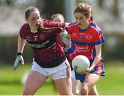 20 April 2018; Roisin Griffin of ISK, Killorgin, Kerry in action against Hannah Smith of Loreto, Cavan during the Lidl All Ireland Post Primary School Junior A Final match between ISK, Killorgin, Kerry and Loreto, Cavan at St. Rynagh's in Banagher, Co. Offaly. Photo by Matt Browne/Sportsfile