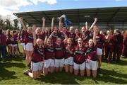 20 April 2018; The 15 players from Loreto, Cavan that won the Junior A final today and the Senior A final last week from left back row Lorna O'Reilly, Aine Reilly, Muireann Smith, Aisling MacManus, Elaine Brady, Darcey Beck, Niamh Brady, Aisling Walls, and Ally Cahill front row from left Ciara Boylan, Niamh McCorry, Hannah Smith, Olivia Murphy, Ciara Kellegher and Katie Briody after the Lidl All Ireland Post Primary School Junior A Final match between ISK, Killorgin, Kerry and Loreto, Cavan at St. Rynagh's in Banagher, Co. Offaly. Photo by Matt Browne/Sportsfile