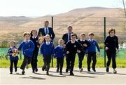 20 April 2018; Minister of State for Tourism and Sport, Brendan Griffin TD, and John Foley, CEO of Athletics Ireland, with students from St. Brendan’s NS Blennerville and Tralee CBS at The Daily Mile Kerry Launch at St. Brendan’s N.S Blennerville, in Ballyvelly, Tralee, Co Kerry. Photo by Diarmuid Greene/Sportsfile
