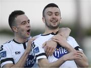 20 March 2018; Michael Duffy of Dundalk, left, celebrates with Robbie Benson after scoring his side's second goal during the SSE Airtricity League Premier Division match between Dundalk and Derry City at Oriel Park in Dundalk, Louth. Photo by Oliver McVeigh/Sportsfile